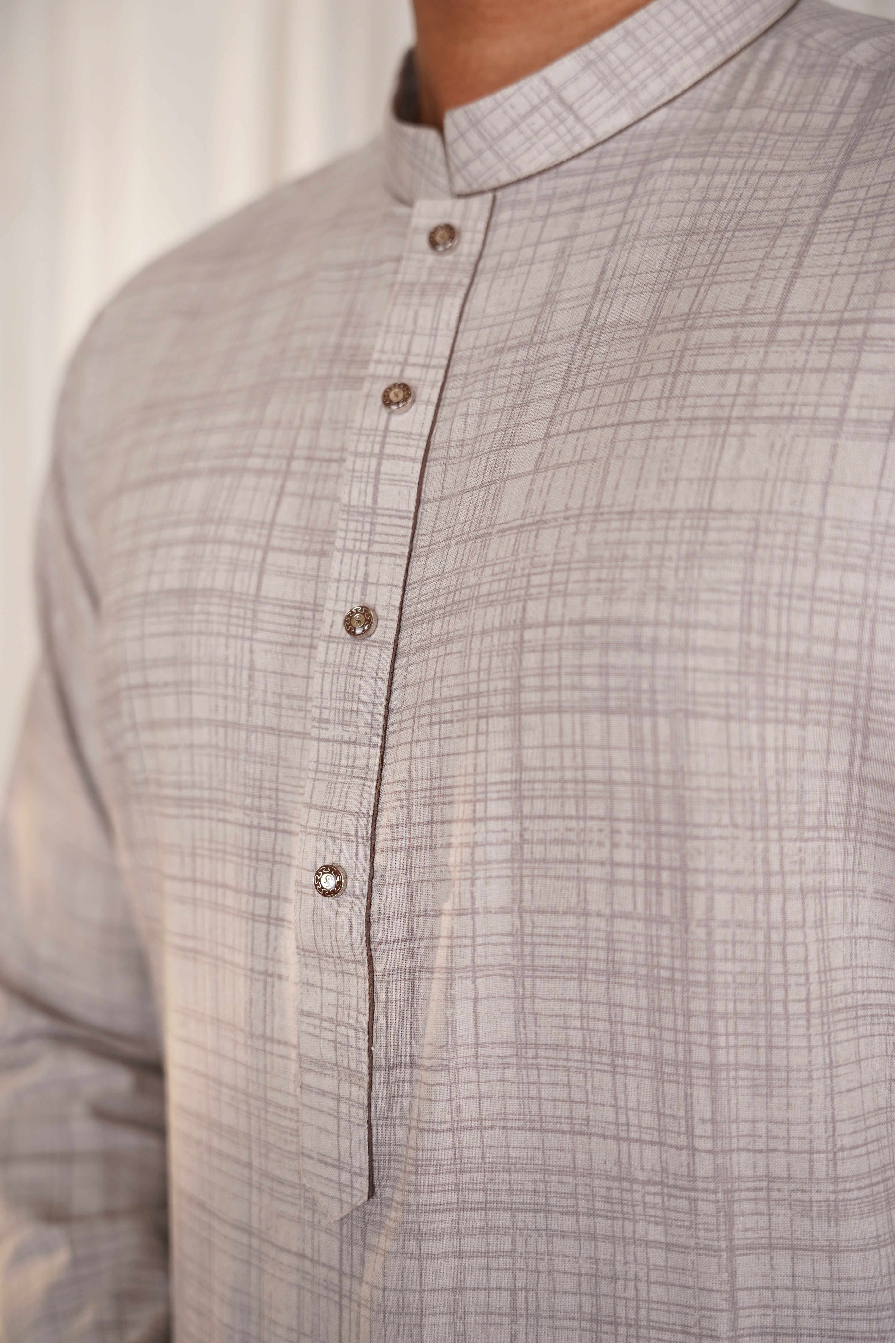 Nadir Classic Grey Check - Kurta Shalwar Set