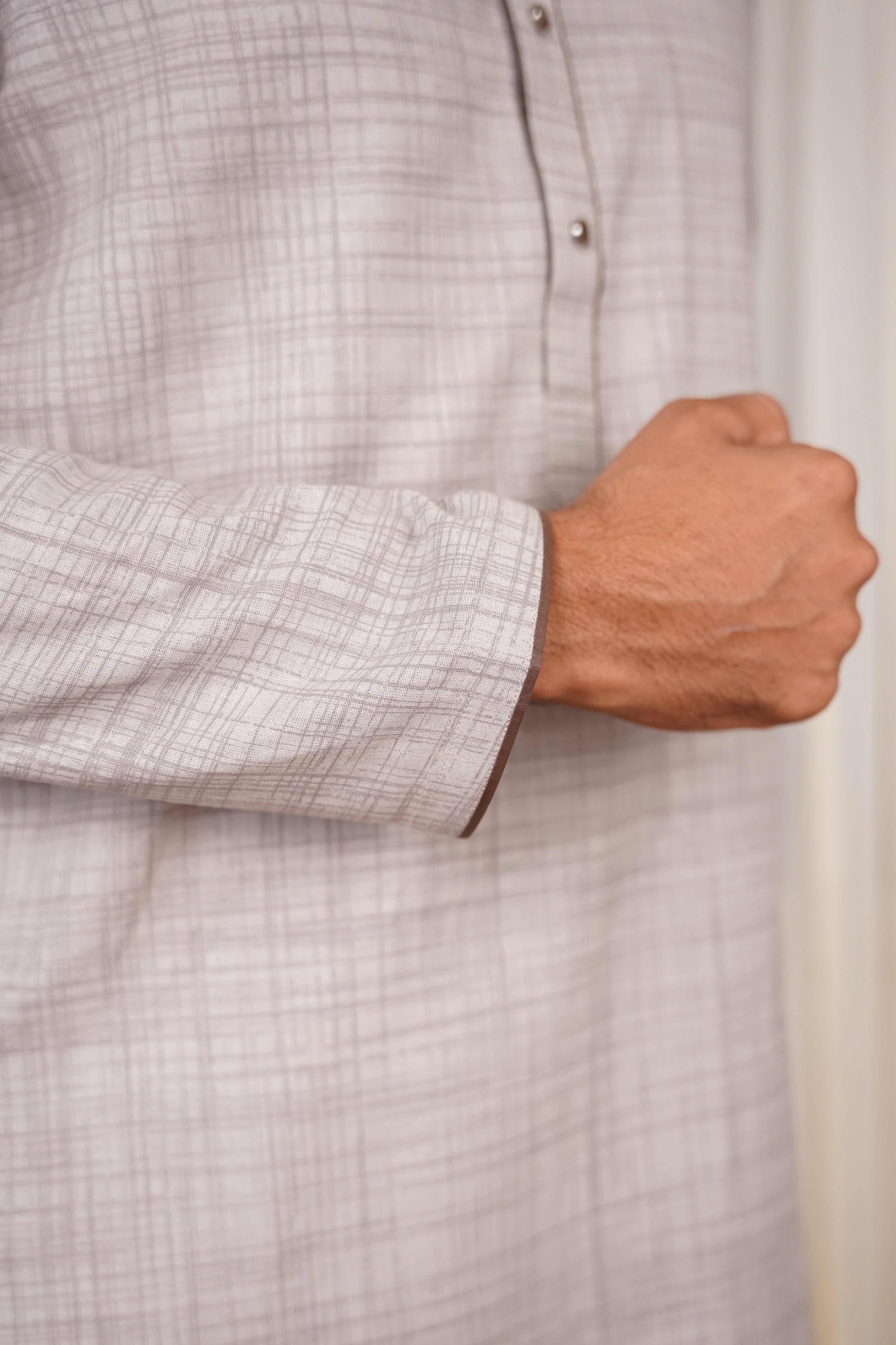 Nadir Classic Grey Check - Kurta Shalwar Set