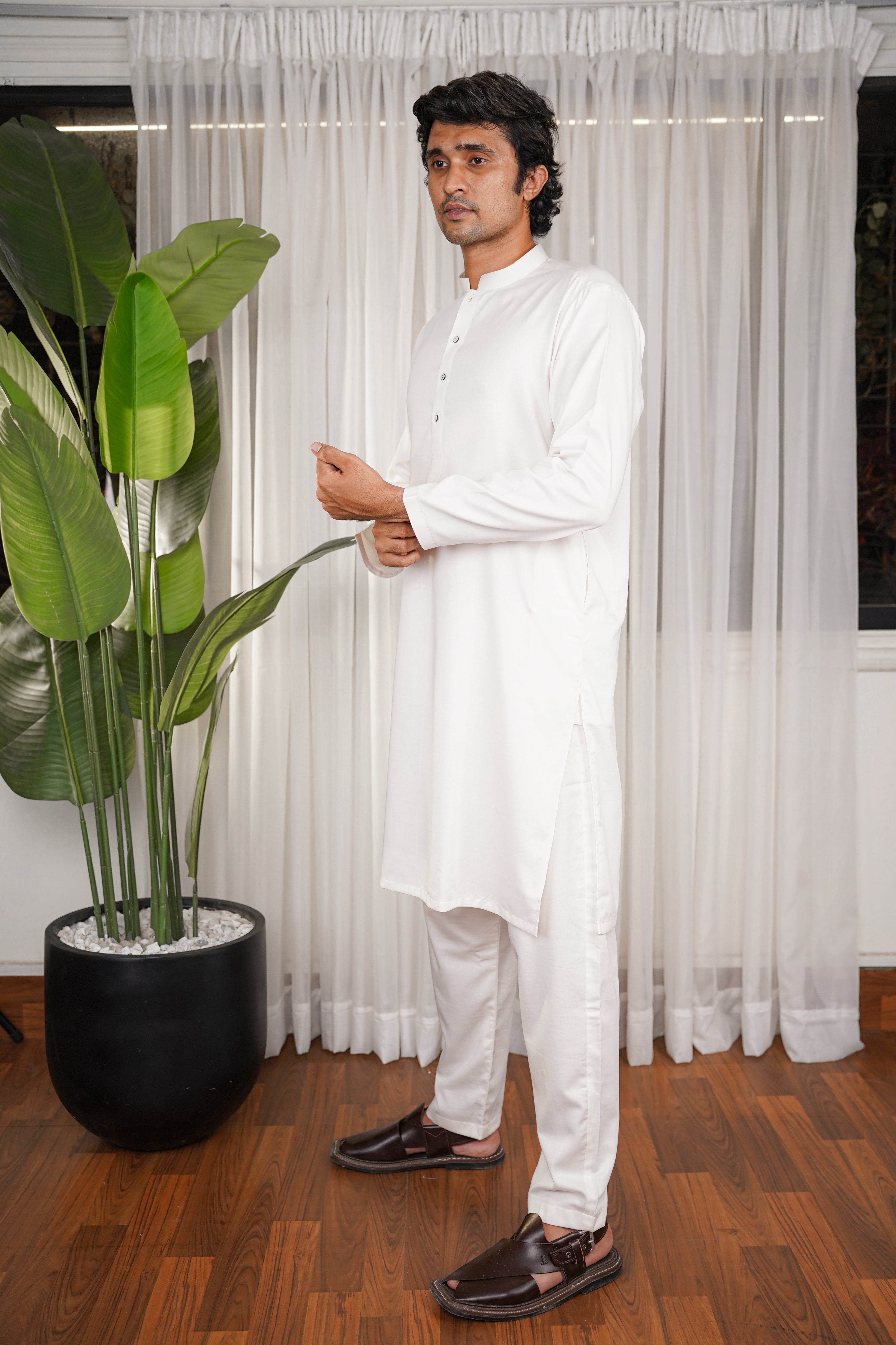 Nadir Classic Off-White - Wash & Wear Kameez Shalwar Set