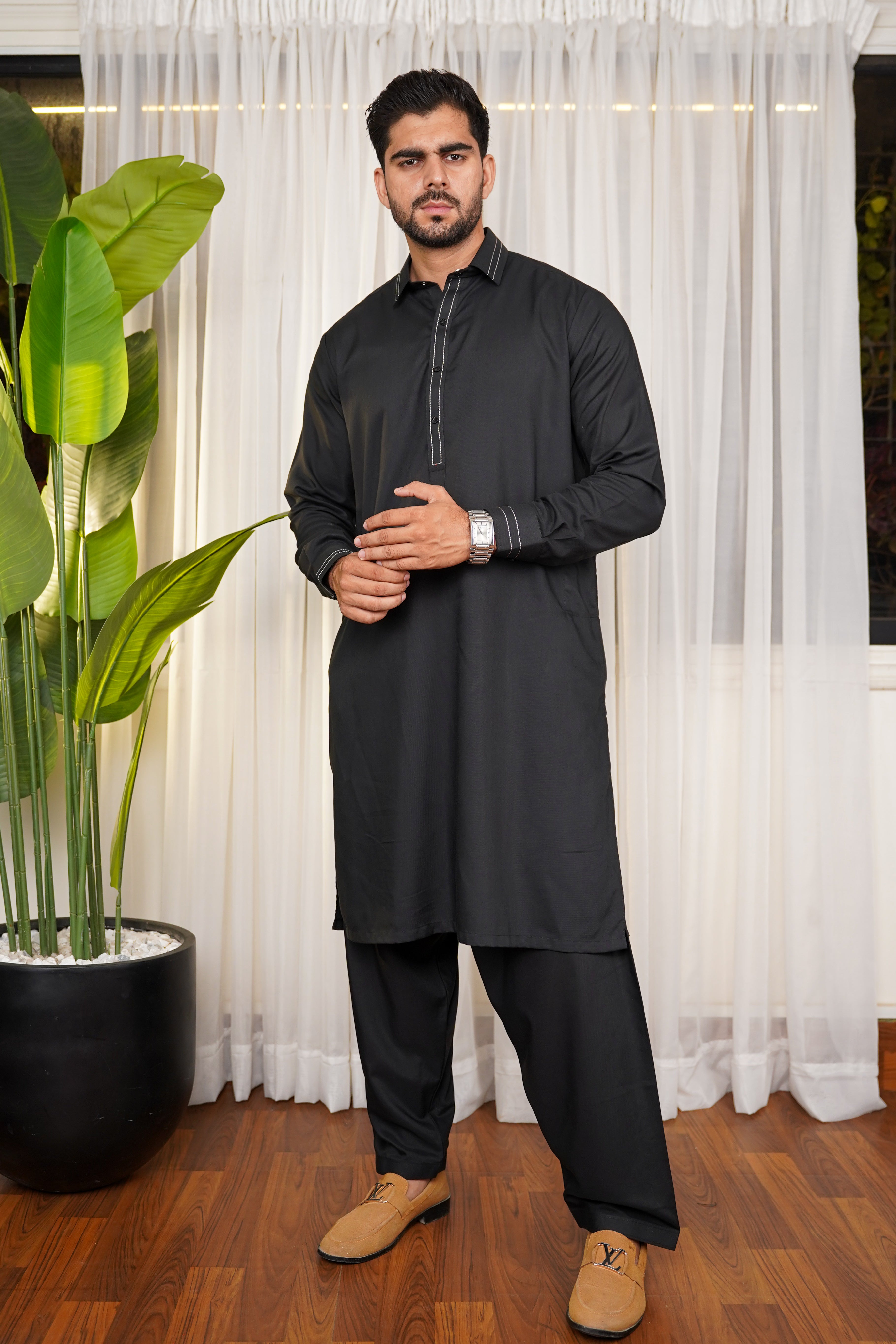 Nadir Midnight Black - Wash & Wear Kameez Shalwar Set