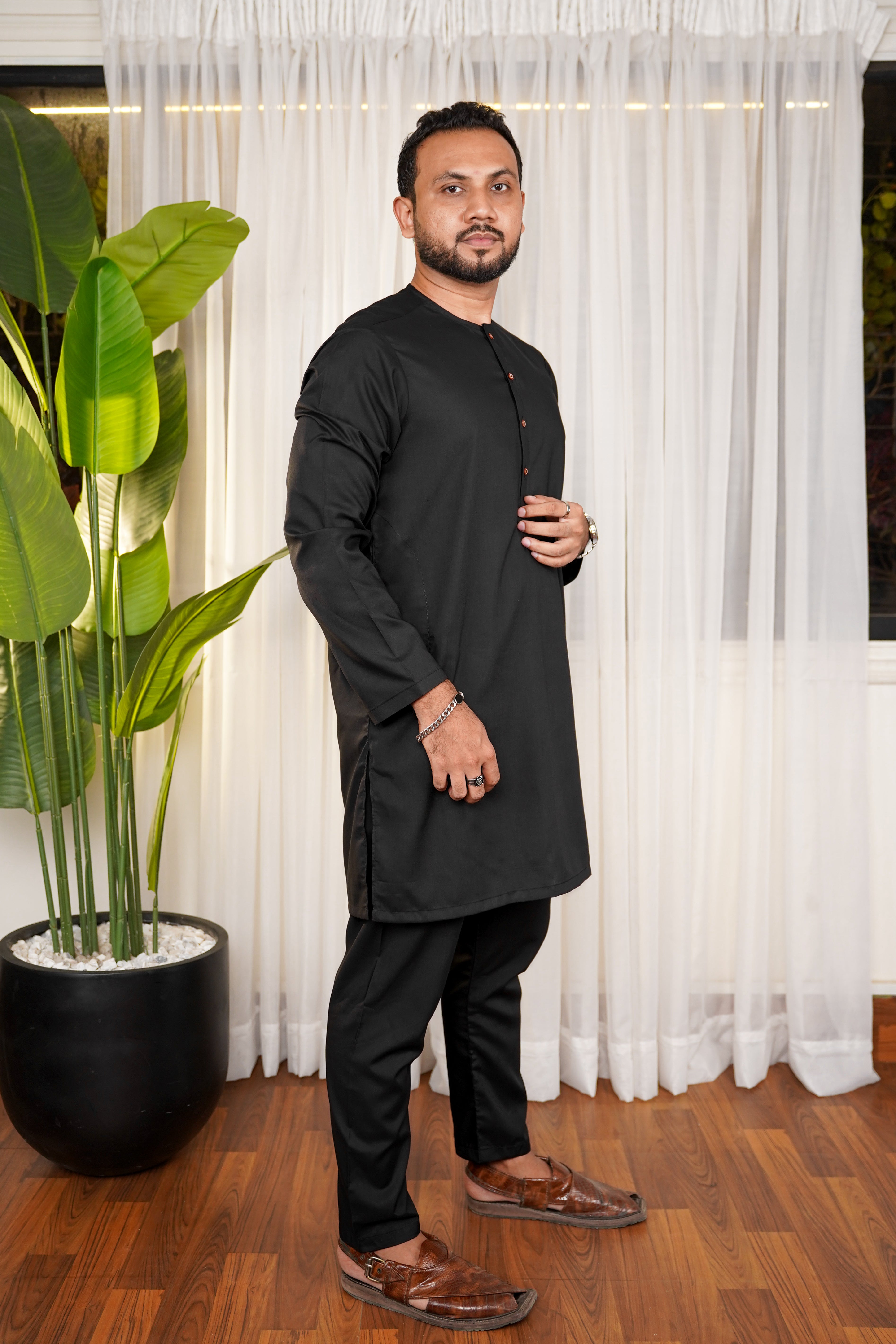 Nadir Classic Black - Wash & Wear Kurta Pajama Set