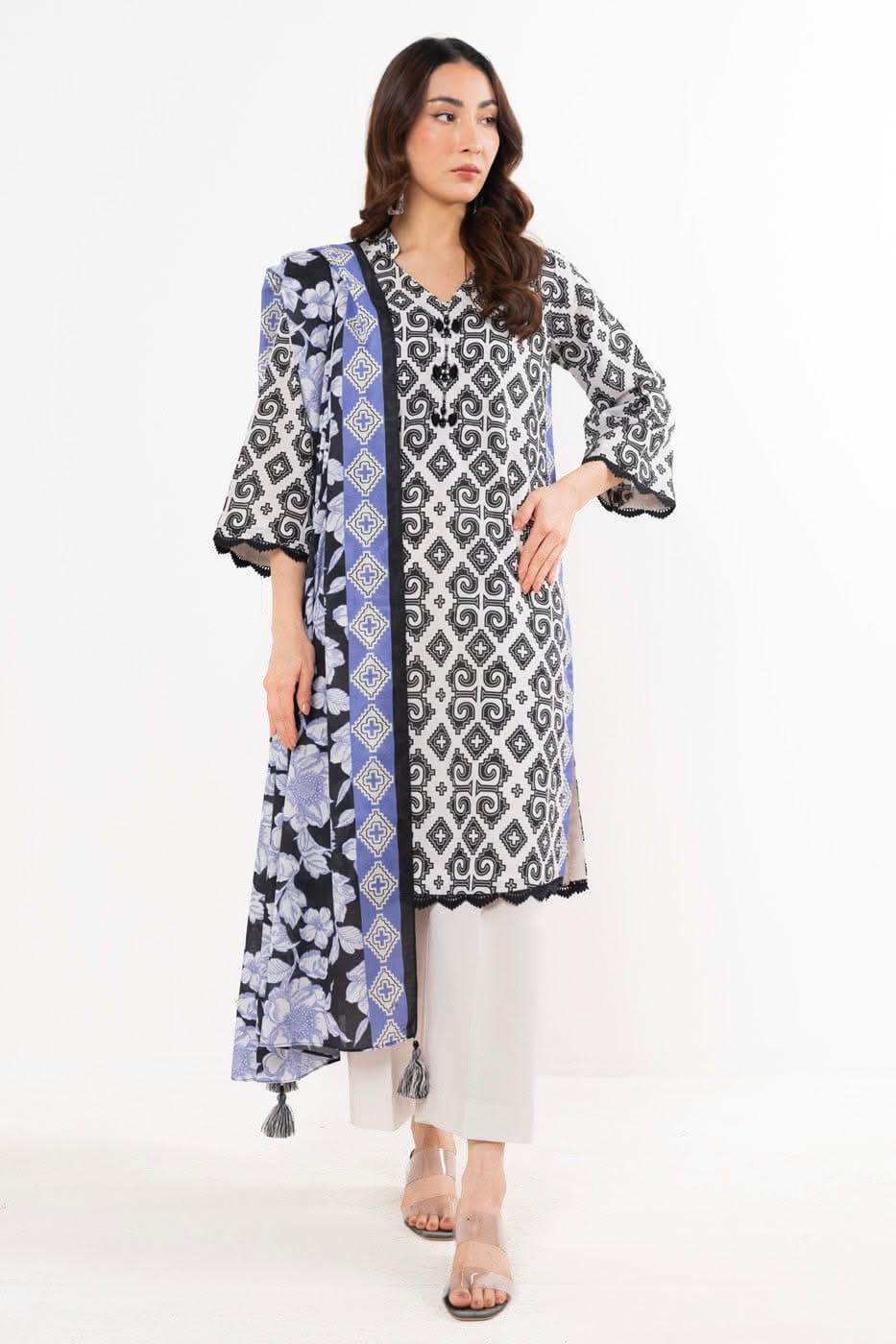 Alkaram | Cream - 3PC Lawn Unstitched Suit