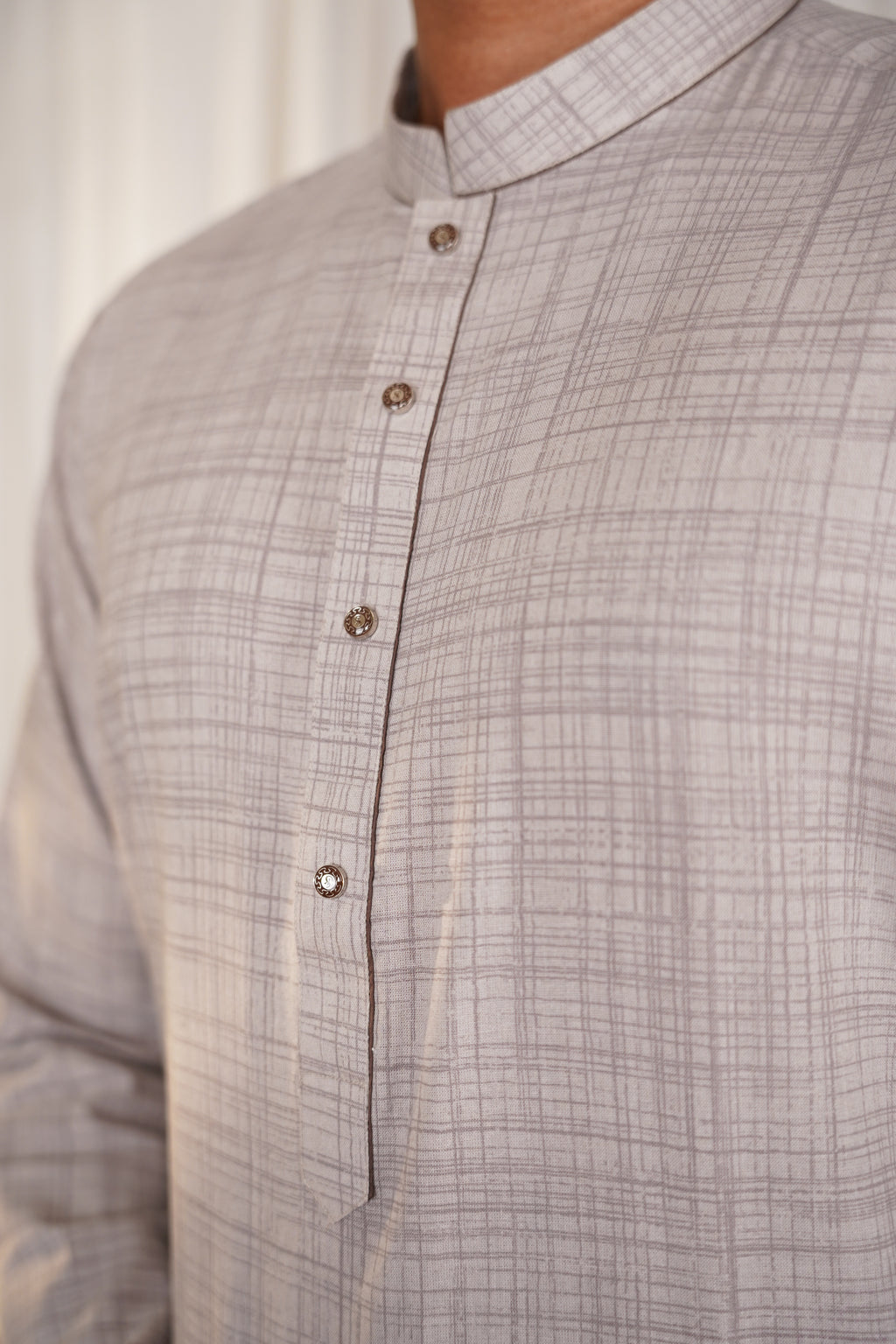 Nadir Classic Grey Check - Kurta Shalwar Set
