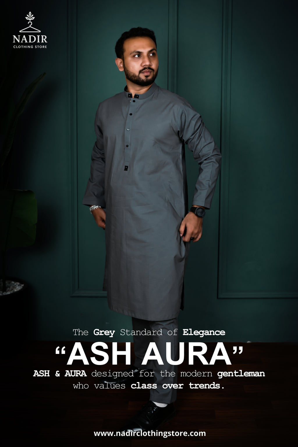 Ash Aura – Men’s Cotton Kameez Shalwar Set | Elegant Attire by NADIR