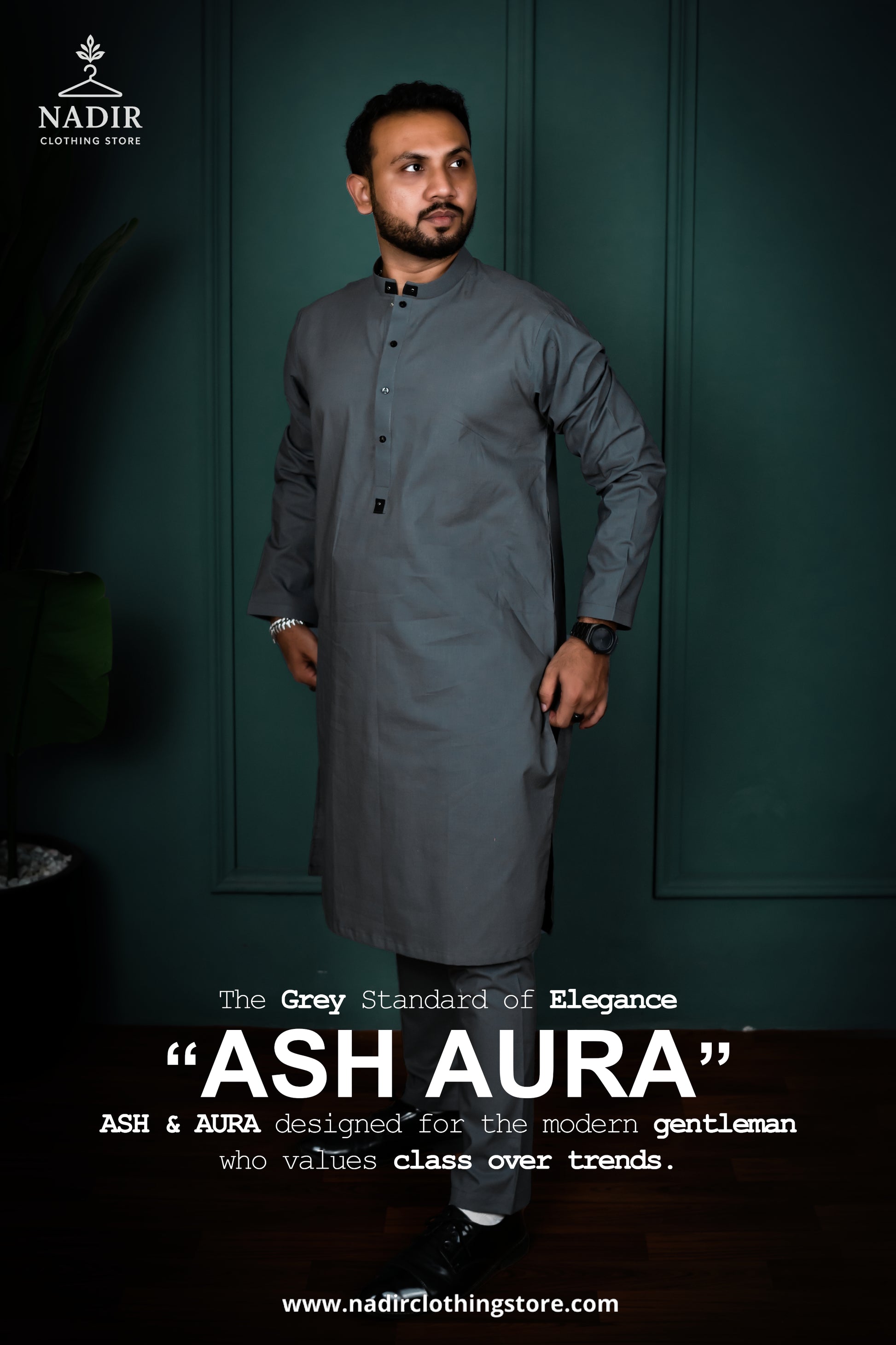 Ash Aura – Men’s Cotton Kameez Shalwar Set | Elegant Attire by NADIR