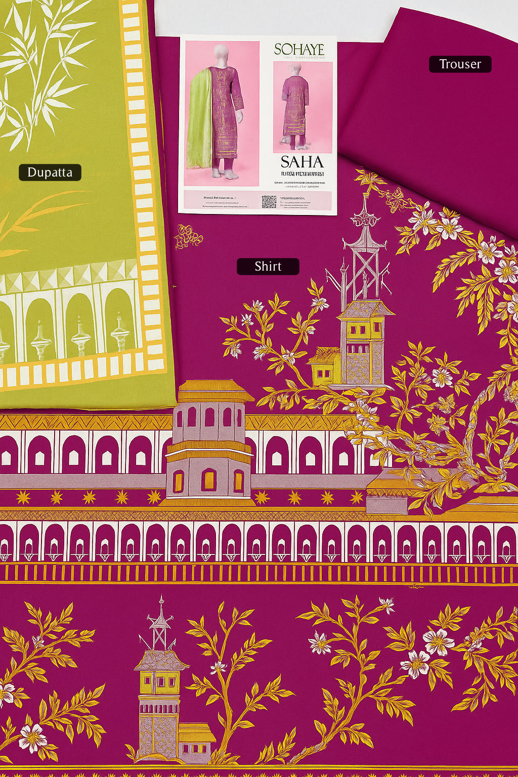 Sohaye by Diners | Magneta - 3PC Lawn Unstitched Suit