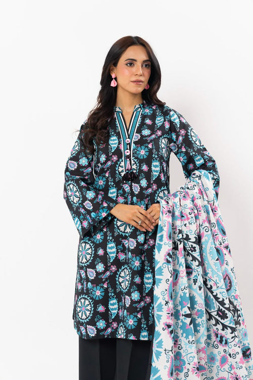 Alkaram | Black - 3PC Lawn Unstitched Suit