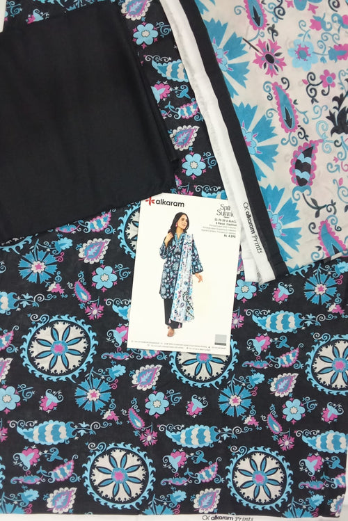 Alkaram | Black - 3PC Lawn Unstitched Suit
