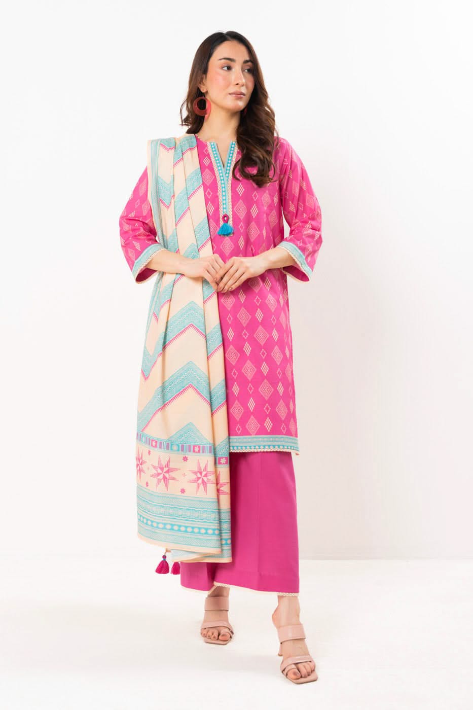Alkaram | Pink - 3PC Lawn Unstitched Suit