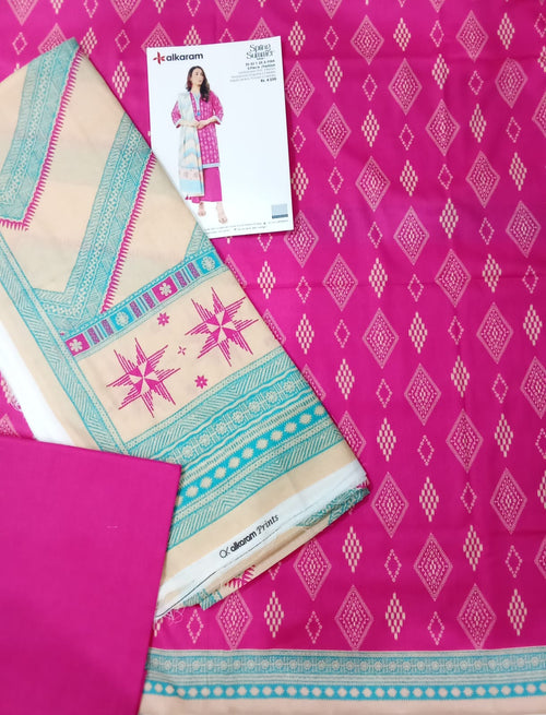 Alkaram | Pink - 3PC Lawn Unstitched Suit