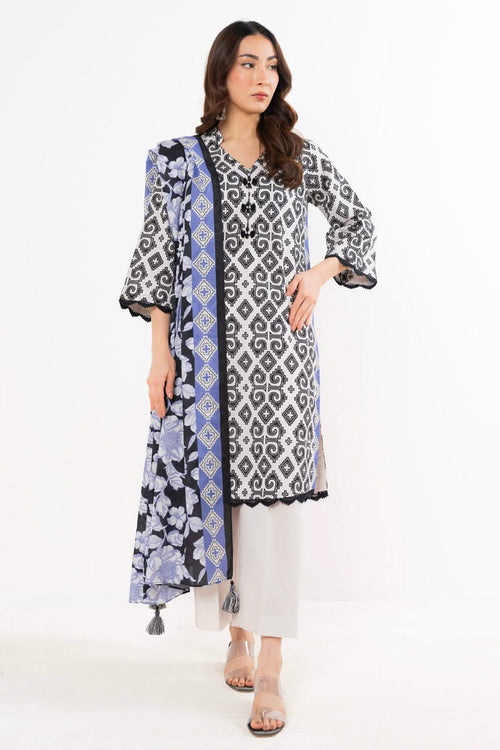 Alkaram | Cream - 3PC Lawn Unstitched Suit