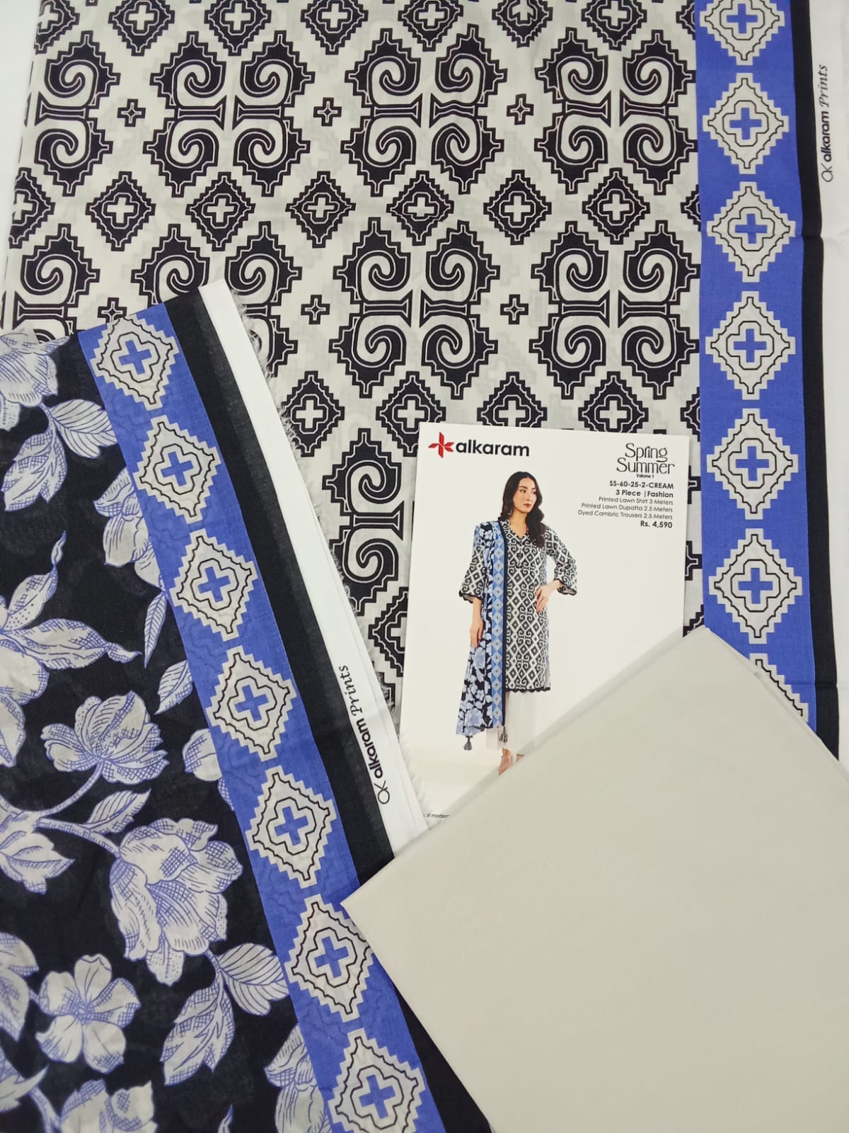 Alkaram | Cream - 3PC Lawn Unstitched Suit