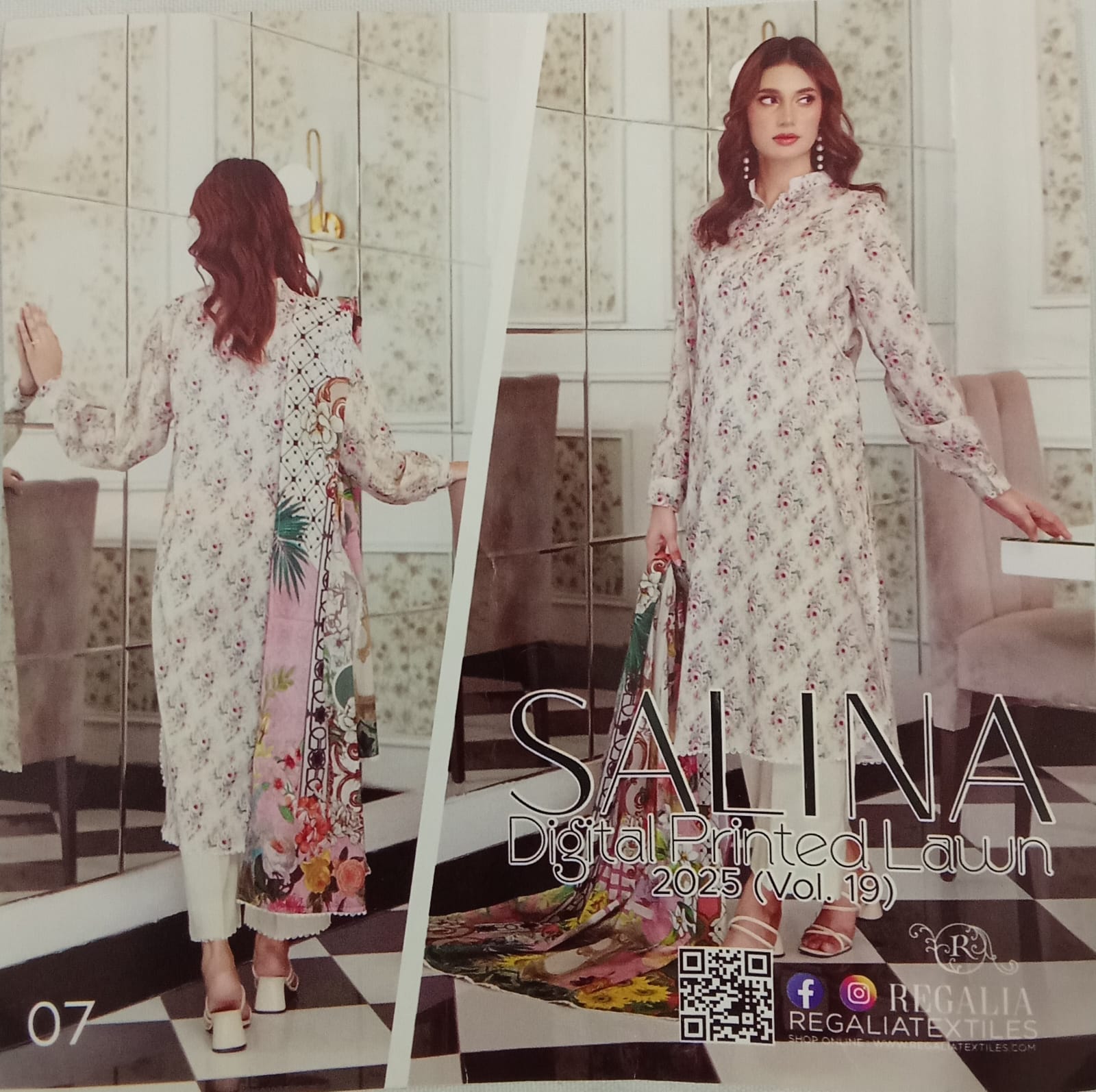 Regalia | Dusty Rose - 3PC Lawn Unstitched Suit