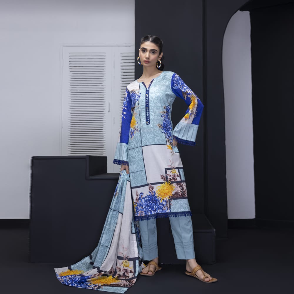 Regalia | Sky Blue - 3PC Lawn Unstitched Suit
