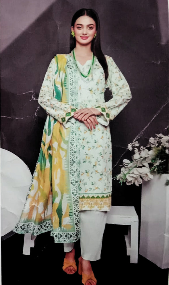 Saffron by Mehboob Textile | Mintfloral - 3PC Lawn Unstitched Suit