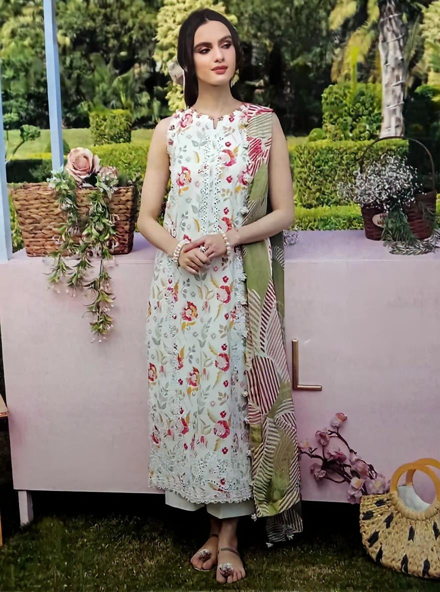 Graceful Garden-Inspired Lawn Outfit – 3 Piece Unstitched Lawn Suit